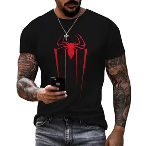 JX 새로운 패션 거미 로고 그래픽 티셔츠 남성 캐주얼 성격 멋진 3D 인쇄 티셔츠 여름 야외 스포츠 반소매 상의