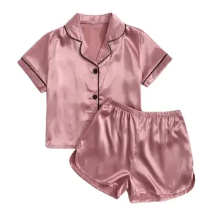 new arrival summer silk Baby girls Pajamas Suits Kids Clothing short Sleeve Casual sleep wear