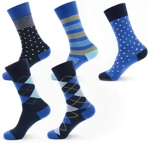 Good Quality Men's Resistant Dress Socks Business Crew Socks Patterned Dress Socks