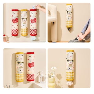 Support mural personnalisé extra large pour sacs poubelles, filet de rangement en maille, distributeur d'organisateur de sacs d'épicerie pour sacs poubelles et film alimentaire - Product Image 4