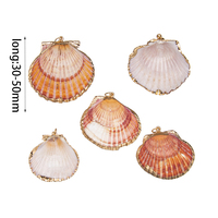 Pendentif Coquillage Naturel Plaqué Or, Coquille d'Abalone, Coquille Saint-Jacques Jaune, pour Bijoux DIY, Bracelet, Carillon Éolien, Collier pour Femmes et Hommes
