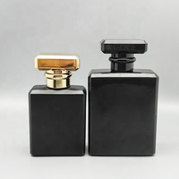 Bouteilles de parfum en spray noir vides 20 ml 30 ml 50 ml 100 ml Bouteilles en verre d'atomiseur de parfum rectangle avec couvercle noir