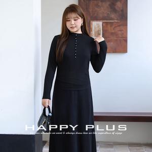 Pull col haut Happy Plus Modal N9419 pour femme grande taille, couleur noire classique, manches longues, pour l'automne et l'hiver - Product Image 5