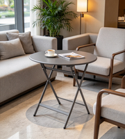 Nouvelle table pliante de terrasse en fer forgé, support métallique pliable, étanche, légère, ronde, pour repas en plein air