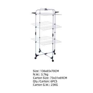 JANKO 3-Tier filo d'acciaio rastrelliere pieghevole vestiti di asciugatura <span class=keywords><strong>carrello</strong></span> con ruote - Product Image 4