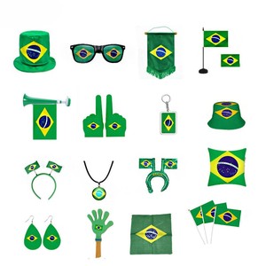 Kit de Aficionados Personalizado con la Bandera Nacional de Brasil para el Evento de Fútbol 2026, Directo de Fábrica, Incluye Gorro, Capa y Bandera de Mano - Product Image 1