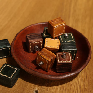 Vintage Top Grain Vegetable-Tanned Leather Drawer Pulls Square Anti-Collision Cabinet Handles for <b>Wardrobe</b> Sliding Doors - Product Image 1