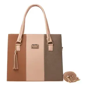 Bolso Tote para Mujer Fana Irem, Color Camel, Diseño con Paneles de Antimonio, Solapa con Borla, Correa Extraíble, Uso Diario - Product Image 1