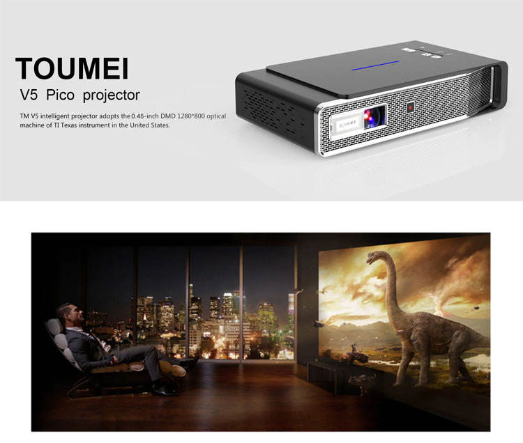Toumei V5 Smart DLP 3D Projector, 2GB RAM, 32GB ROM - Ideal for