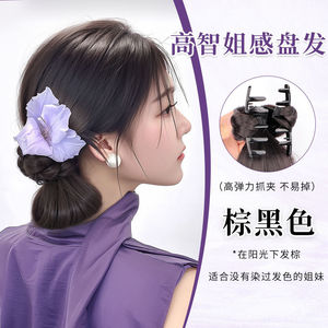 Peluca de moño bajo para mujer con pinzas para el cabello, peluca de cola de caballo trenzada estilo chino FT016 - Product Image 6