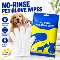 Lingettes jetables pour animaux de compagnie, sans rinçage, sans eau, pour le toilettage et le nettoyage des pattes, du visage et du corps des chiens et des chats, 6 pièces