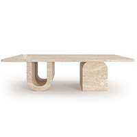 Table centrale en pierre U en travertin
