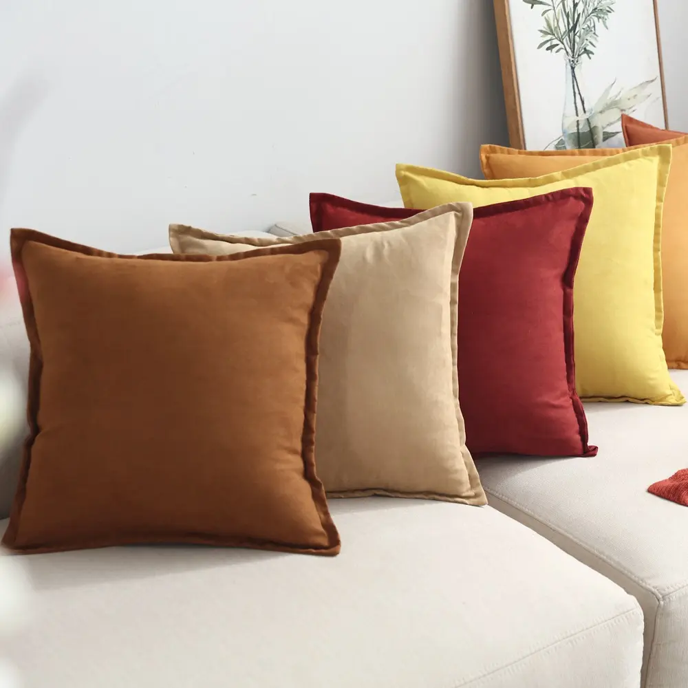 Wholesale pillow cover cotton cushion 18X18 Inches Pillows Accept Custom throw pillow Yellow Red Coffee