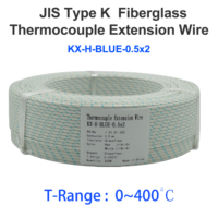 JIS K-Type Fiberglass Thermocouple Extension Wire 24AWG High Sensitivity Oxidation Resistant Thermocouple Wire KX-H-BLUE-0.5x2