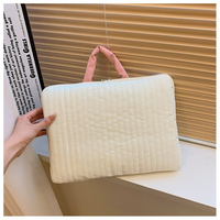 Housse pour ordinateur portable matelassée à rayures contrastées, sac antichoc à double fermeture éclair, pochette pour tablette de 11 pouces, sac pour ordinateur portable de 14 pouces