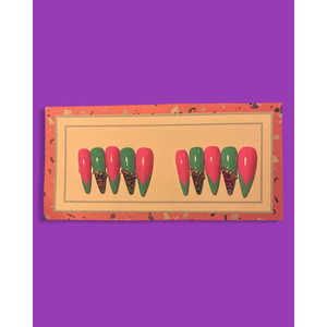 Uñas Postizas Stiletto con Estampado de Serpiente y Pedrería, Talla XS - Product Image 1