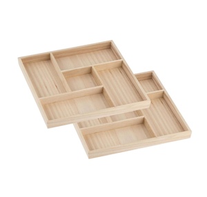 ถาดไม้สั่งทำพร้อมโลโก้ ช่องแบ่งสี่เหลี่ยมสำหรับใส่ขนม ถั่ว ของว่าง ผลไม้อบแห้ง จานเสิร์ฟโชว์ - Product Image 1