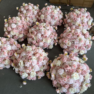 Bola de flores artificiales verde y blanca M-FB227, centro de mesa personalizado con forma de bola de flores para decoración de bodas - Product Image 6