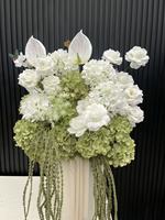 Boule de fleurs artificielles personnalisée PPS, blanche et verte, pour centre de table de mariage et décoration d'événements