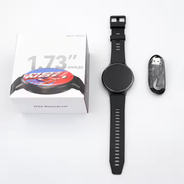 New Arrival DM90 Men's Smart Watch 1.75'' AMOLED Screen 400mAh Large Battery GPS Fitness Tracker BT Calling 100+ Sports