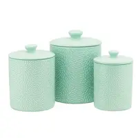 Cocina de cerámica recipientes 10 de la calle puede BLU en relieve de cocina conjunto de recipiente 3 pieza explosión azul