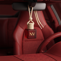 Bouteille diffuseur de parfum pour voiture en verre carré vide de 8 ml, personnalisable, avec bouchon en bois, désodorisant suspendu, vente en gros, directement de l'usine