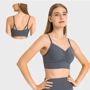 Sutiã para atividades físicas feminino, sutiã ultrafino para academia e yoga, com logo customizado, sexy, faixa longa, sutiã atlético