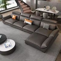 Sofá Italiano de Cuero Genuino de Lujo, Muebles para el Hogar, Sofá Moderno Minimalista para Sala de Estar