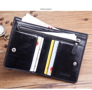 Carrken-cartera clásica de cuero PU con botón para hombre, billetera masculina de sección corta con cera de aceite, monedero, tarjetero - Product Image 4