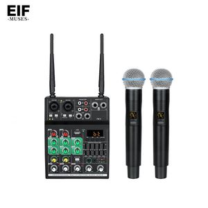 FM-4 Professional Wireless <strong>DJ</strong> Audio Mixer 2-Channel <strong>DJ</strong> <strong>Controller</strong> Sound Mixer USB Audio <strong>Interface</strong> Combo Jack Microphone - Product Image 1