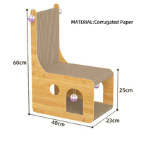 Griffoir vertical en carton ondulé en forme de chaise avec niche et maisonnette pour chats d'intérieur et jouets à bille – Vente en gros