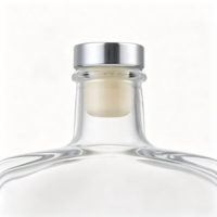 Bouteilles en verre en gros, bouteille en verre carrée plate transparente avec bouchon et capuchon argenté pour les boissons alcoolisées