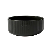 Ensemble de vaisselle personnalisable avec logo, assiettes rondes, vaisselle en céramique, impression par tampographie, assiettes et bols en grès NOIR