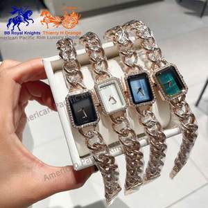 Montres-bracelets mécaniques automatiques à quartz de luxe pour femmes, élégantes, avec cristaux, strass et diamants, en alliage simple, idéales comme cadeau - Product Image 4