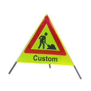 Señal de tráfico personalizada seguridad hombre en el trabajo tráfico por carretera Triángulo reflectante señal de advertencia señales de construcción con soporte - Product Image 6