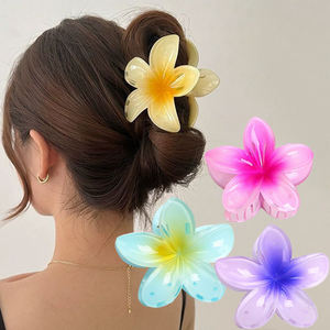 <span class=keywords><strong>PL</strong></span> Muestra 8cm Nuevo estilo Mujer Flor Pinza para el cabello Gradiente Color caramelo Frangipani Flor Pinzas para el cabello para la playa - Product Image 3