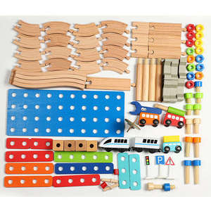 Yrack Train de course électrique en bois pour enfants, jouets de chemin de fer éducatifs pour tout-petits - Product Image 6