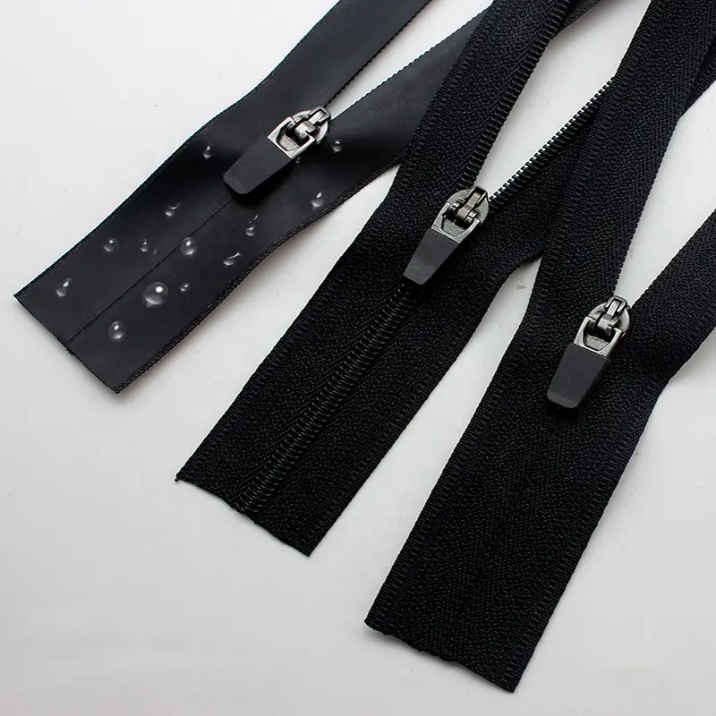 Zipper Factory Waterproof Nylon Reversible Zippers 3# Long Chain Nylon Zippers Roll With Black Rubber YG Slider