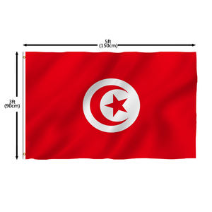 Nouveaux produits Drapeau de la <span class=keywords><strong>Tunisie</strong></span> en polyester 3x5 personnalisé à double couture - Product Image 6
