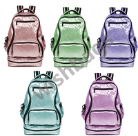 Sac à dos personnalisé scintillant imperméable en polyester avec compartiment à chaussures et fermeture éclair, idéal pour les étudiants et les équipes de cheerleading