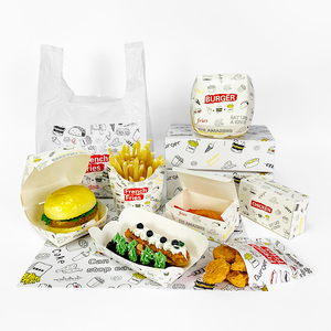 Paquete de Comida Rápida Desechable Personalizado, Caja para <span class=keywords><strong>Hamburguesas</strong></span>, Papel Antigrasa, Empaque para Pollo Frito - Product Image 2