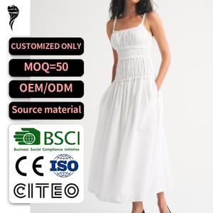 Nueva Colección de Verano, Vestidos Casuales de Moda Y2K, Vestidos de Popelina de Algodón Elástico, Vestidos Largos de Playa con Tirantes Finos y Espalda Descubierta - Product Image 1