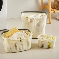 Panier à linge sale rectangulaire en plastique de grande capacité, portable, avec poignée, pour salle de bain, buanderie et chambre à coucher