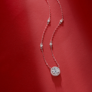 Jiuzuan moda joyería fina diamante piedra 1ct moissanita rodio plateado colgante S925 plata esterlina encanto cadena collar - Product Image 5