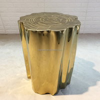 Juego de Mesa de Té de Acero Inoxidable Dorado, Mesa de Centro Irregular de Diseño Creativo y Lujoso