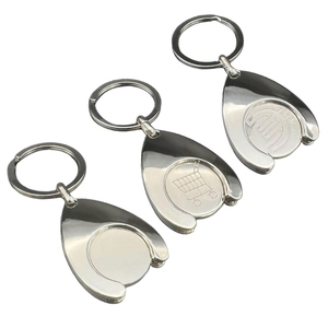 R2LE Supermarché Chariots Sacs Pratique Panier Pièce Porte-clés Euro/Blanc Motif Fiable Porte-clés 25mm Métal Matériel - Product Image 1