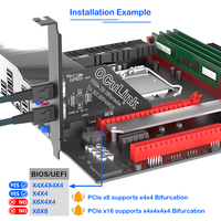 Kartu Ekspansi PCIe X8 ke 2-Port OCuLink SFF-8612, Ekspansi Bifurkasi PCI-E untuk EGPU/NVMe/U.2 SSD, Adaptor Ekspansi Server