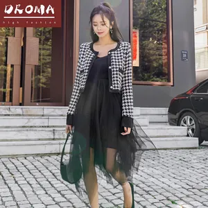 Droma New two-piece winter 2021 Korean elegant jacket and mesh suspender skirt suit fashion