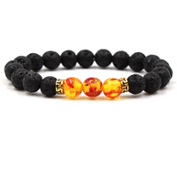 Natuurstenen kralenarmband vulkanische steen zwarte lava turquoise rode agaat unisex elastisch gemaakt in Yiwu Zhejiang