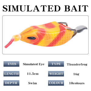 Señuelo de pesca Xinyu, tipo rana biónica suave, 9.5cm 16g, señuelos de superficie para la pesca de pez cabeza de serpiente. - Product Image 5